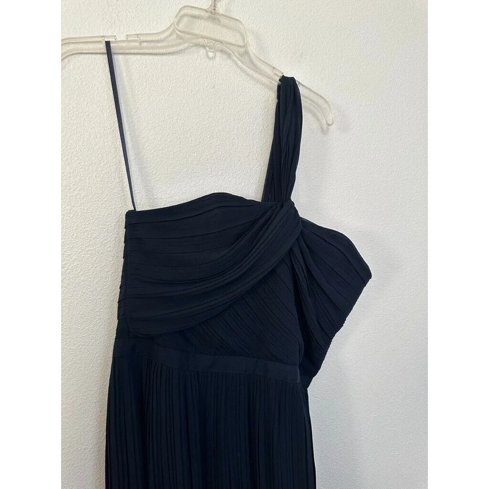 NWT Club Monaco Womens Adelphie Dress One Shoulder Silk Navy Knee Length Size 12